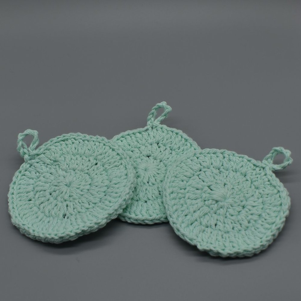 Hand Crafted Crochet Reusable Cotton Rounds Face Set of Three - Picture 5 of 5